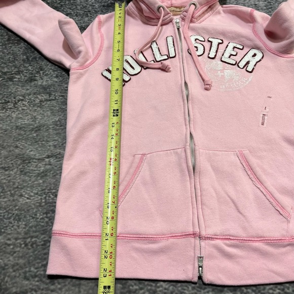 NWT Hollister Zip Up Hoodie Womens Large Pink Search And Rescue Spell Out Y2K - Picture 11 of 12